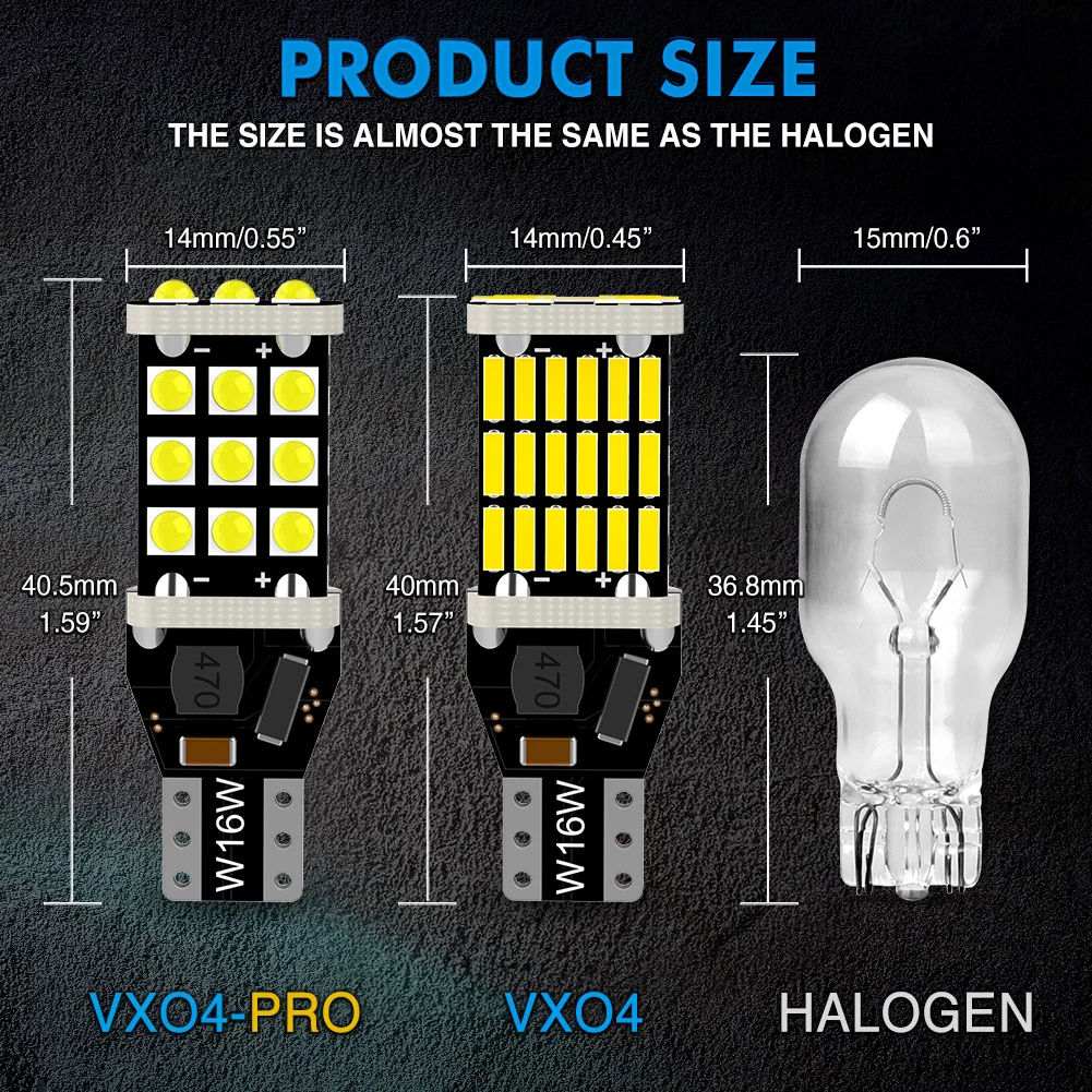 NAO 2x W16W LED Car Lamp T15 Parking Reversing Light 5.5W 921 912 902 T16 12V 1200LM White 3030 3014 Chips Super Bright Bulbs