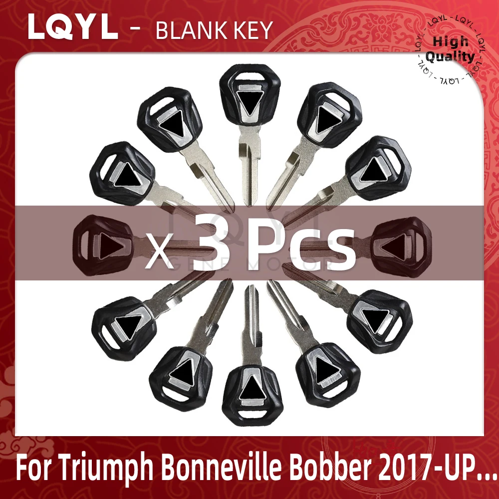 3Pcs Blank Key Motorcycle Replace Uncut Keys For Triumph Bonneville Bobber T100 T120 T800 T900 Tiger 2017-2022