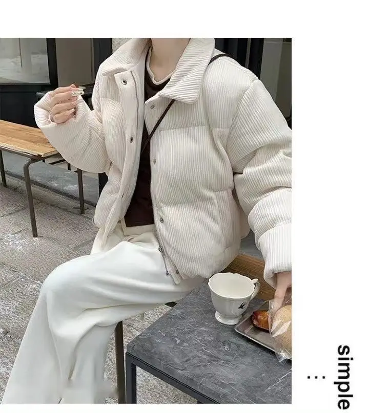 2025 가을 겨울 신상품 지퍼 양면 스냅 버튼 코듀로이 재킷 면 재킷