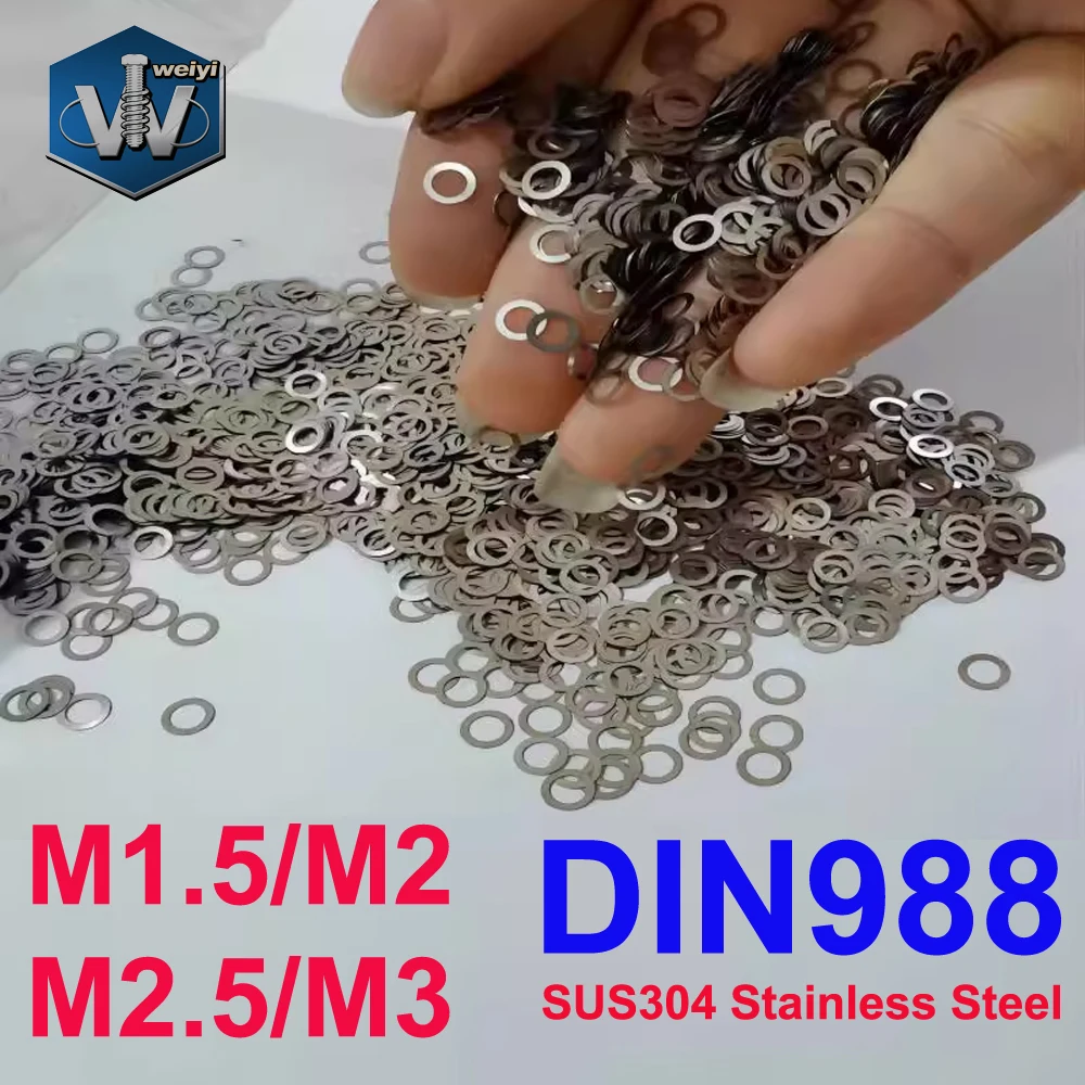 Weiyi M1.5 M2 M2.5 M3 DIN988 Rondelle di regolazione in acciaio inossidabile SUS304, rondelle piatte ultrasottili, guarnizioni piatte