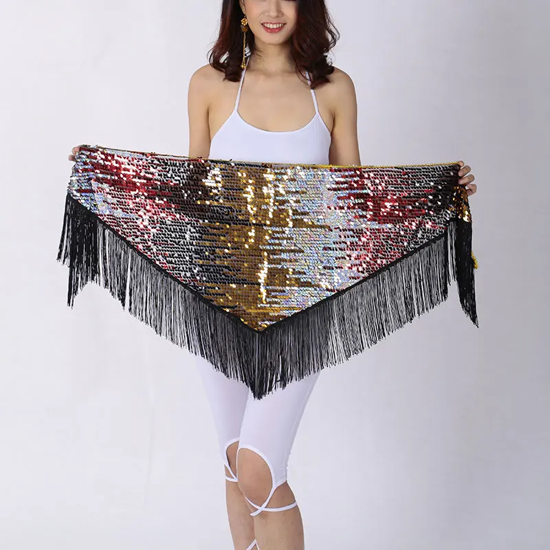 Belly Dance เข็มขัด Tassel Sequins ห่วงโซ่เอวสะโพกผ้าพันคอผู้หญิง Oriental Belly เต้นรำเข็มขัดฝึกเครื่องแต่งกาย