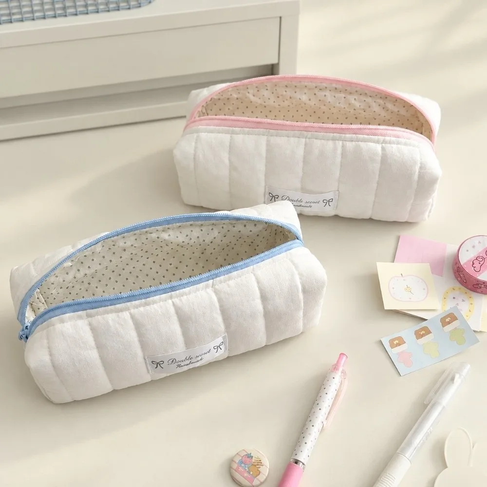 Durable Soft Cloud Pencil Case Quilted Large Capacity Pencil Pouch Stationery Pouch Students