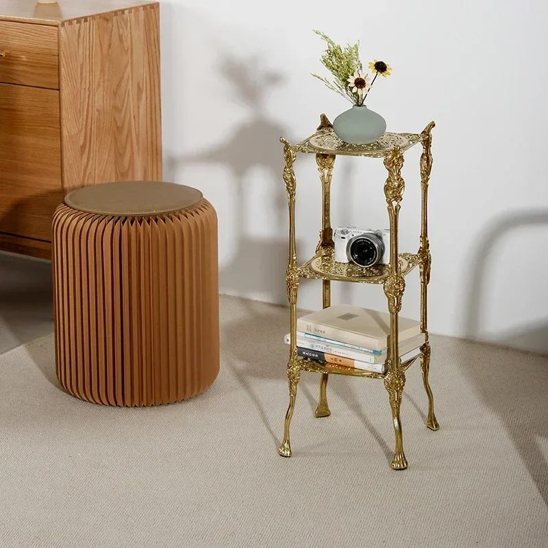 

Hollow carved storage rack, European style palace flower rack, multi-layer storage, American style corner stand