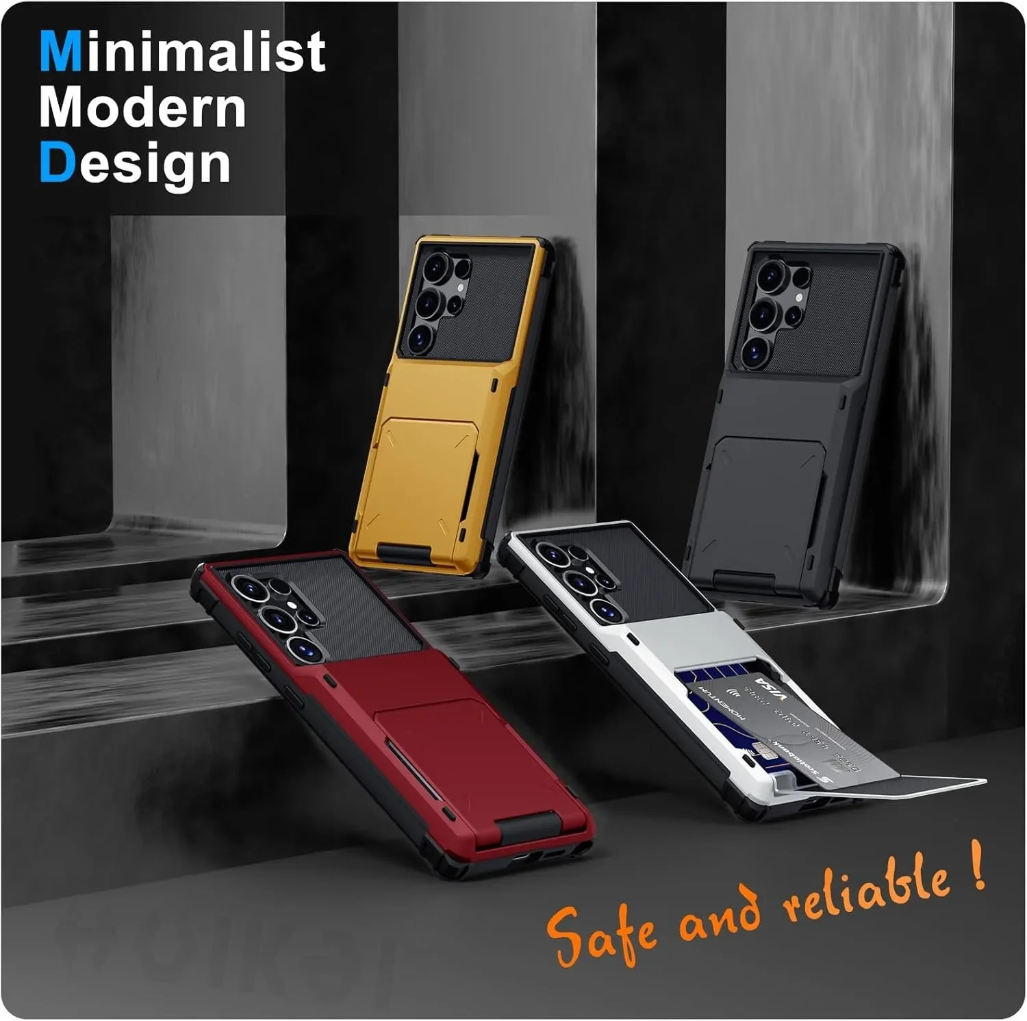 Card Holder Case For Samsung Galaxy S25 Ultra S24 S23 S22 S24 FE A16 A55 A15 Heavy Duty Wallet Hidden Flip Slot Protective Cover
