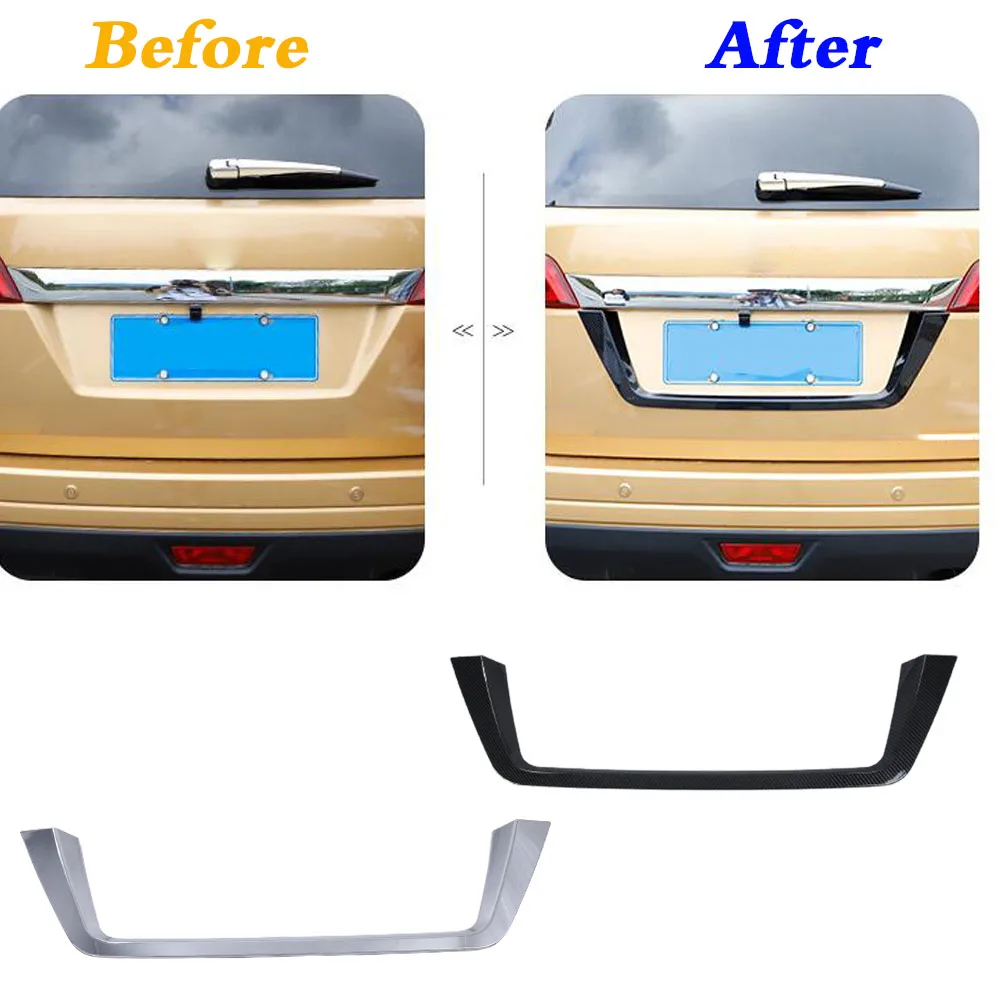 

Car Stick Detector ABS Chrome Back Rear License Frame Plate Trim Strip Bumper Trunk For Nissan Terra 2018 2019 2020 2021 2022