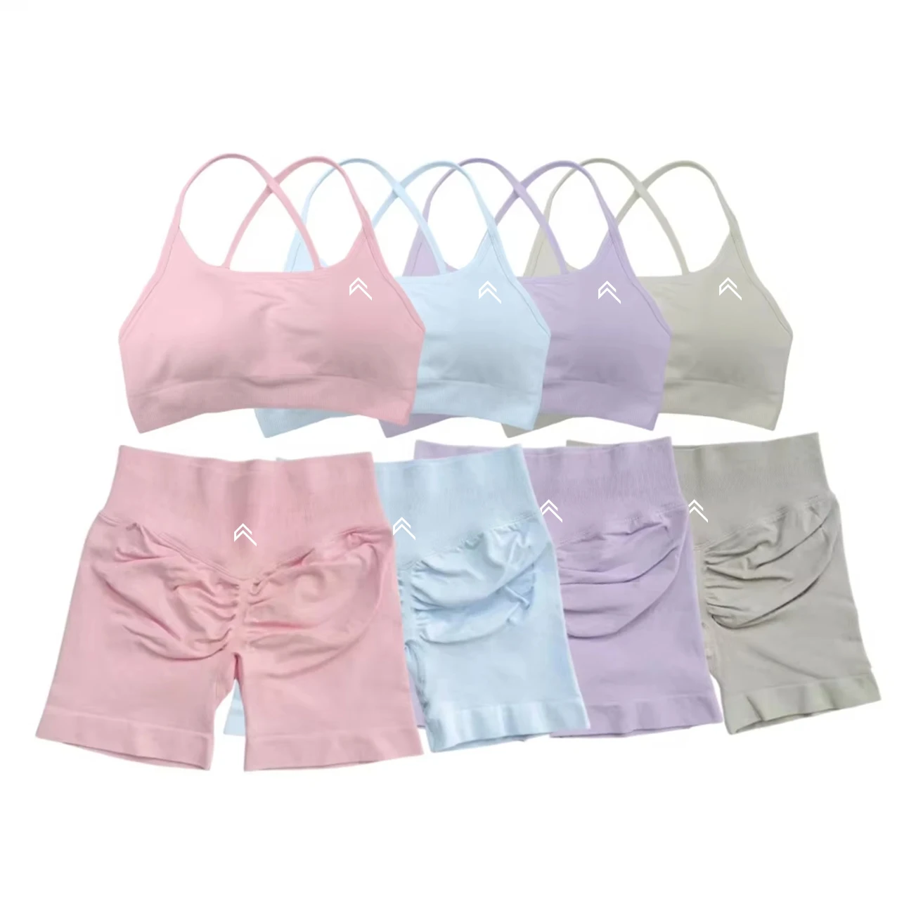 

High-quality Women's Shorts Suit Sexy Backless Bra High-waist Leggings Breathable Tight-fitting Sports Fitness Clothes