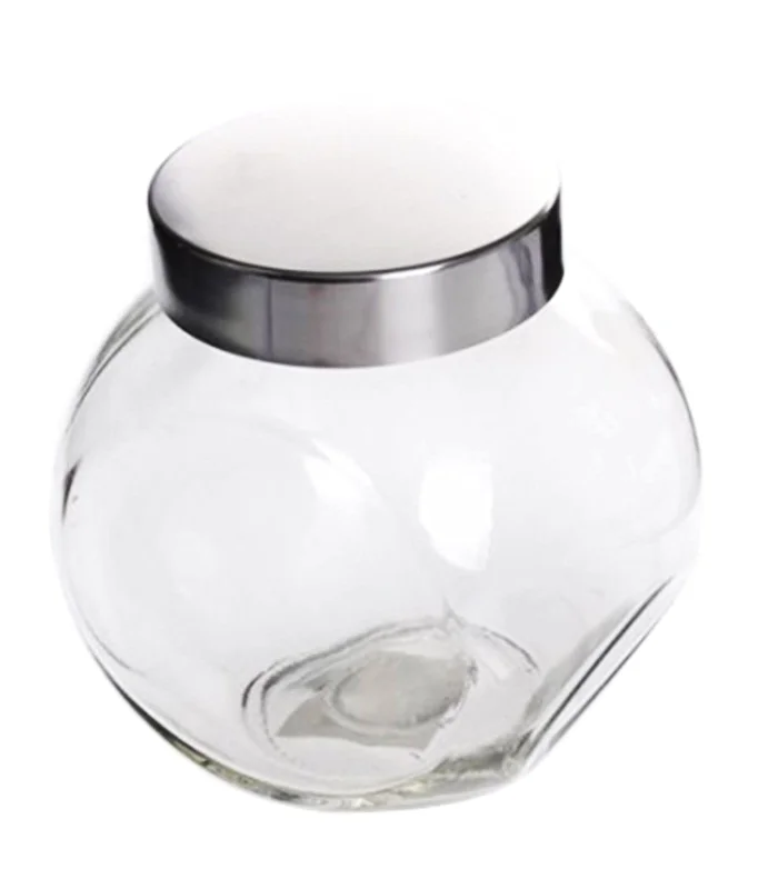 Tradineur double-position transparent jar with metal screw cap-1500 ml capacity-Pan Pan