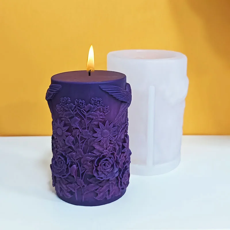 【Spring Flower Language】Hummingbird and Rose Embossed Candle Mold Multi-Layer 3D Petal Silicone Making Tool Handmade DIY Aromatherapy Plaster Shaper view 6