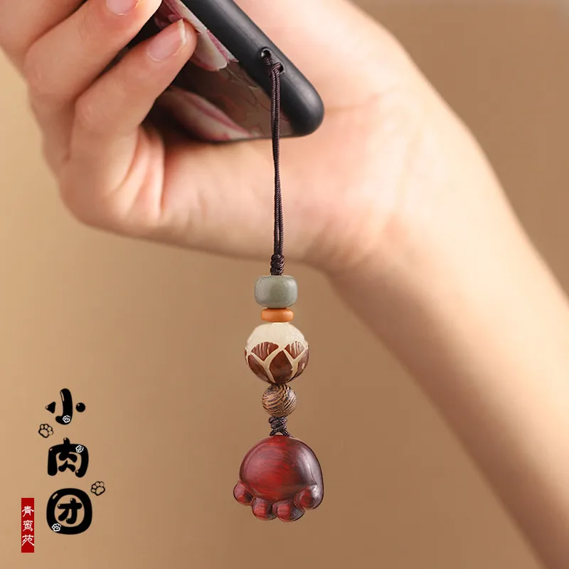 

Rosewood Cute Cat's Paw Mobile Phone Lanyard Cute Cartoon Soft Cute Car Key Ring Pendant Lucky Bag Hanging Ornaments