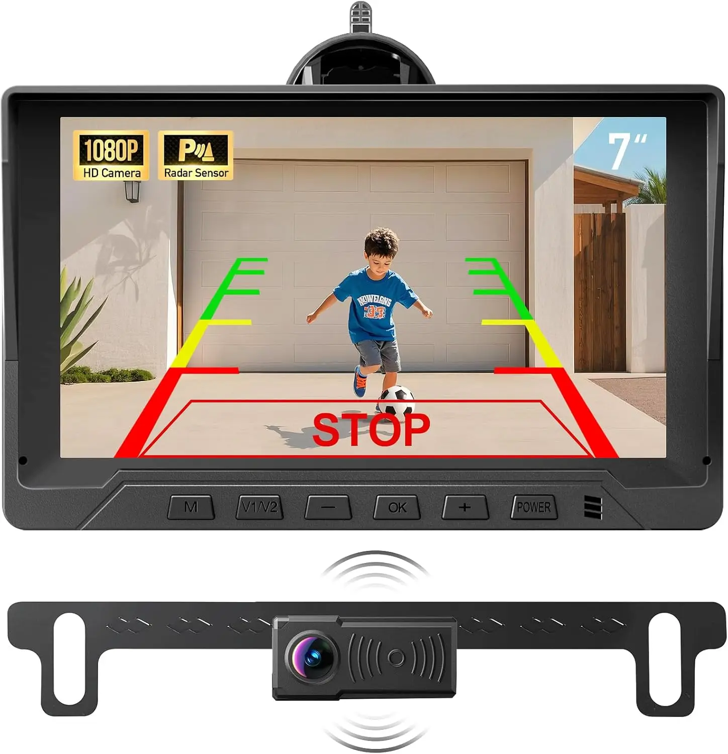 1080P Backup Camera with Backup Sensors Parking Distance , Back up Camera Waterproof Clear Night Vision Rear View Camera