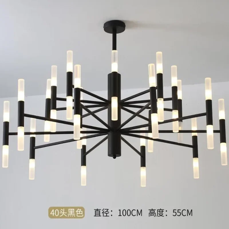 Modern Fashion Designer Black Gold Led Ceiling Art Deco Suspended Chandelier Light Lamp for Kitchen Living Room Loft Bedroom