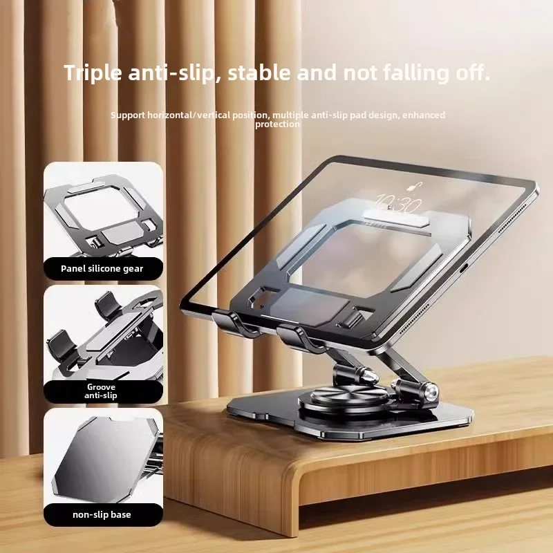 Metal Tablet Stand Desktop Riser Foldable 360 Degree Rotation Ipad Universal for Watching Videos Live Broadcast