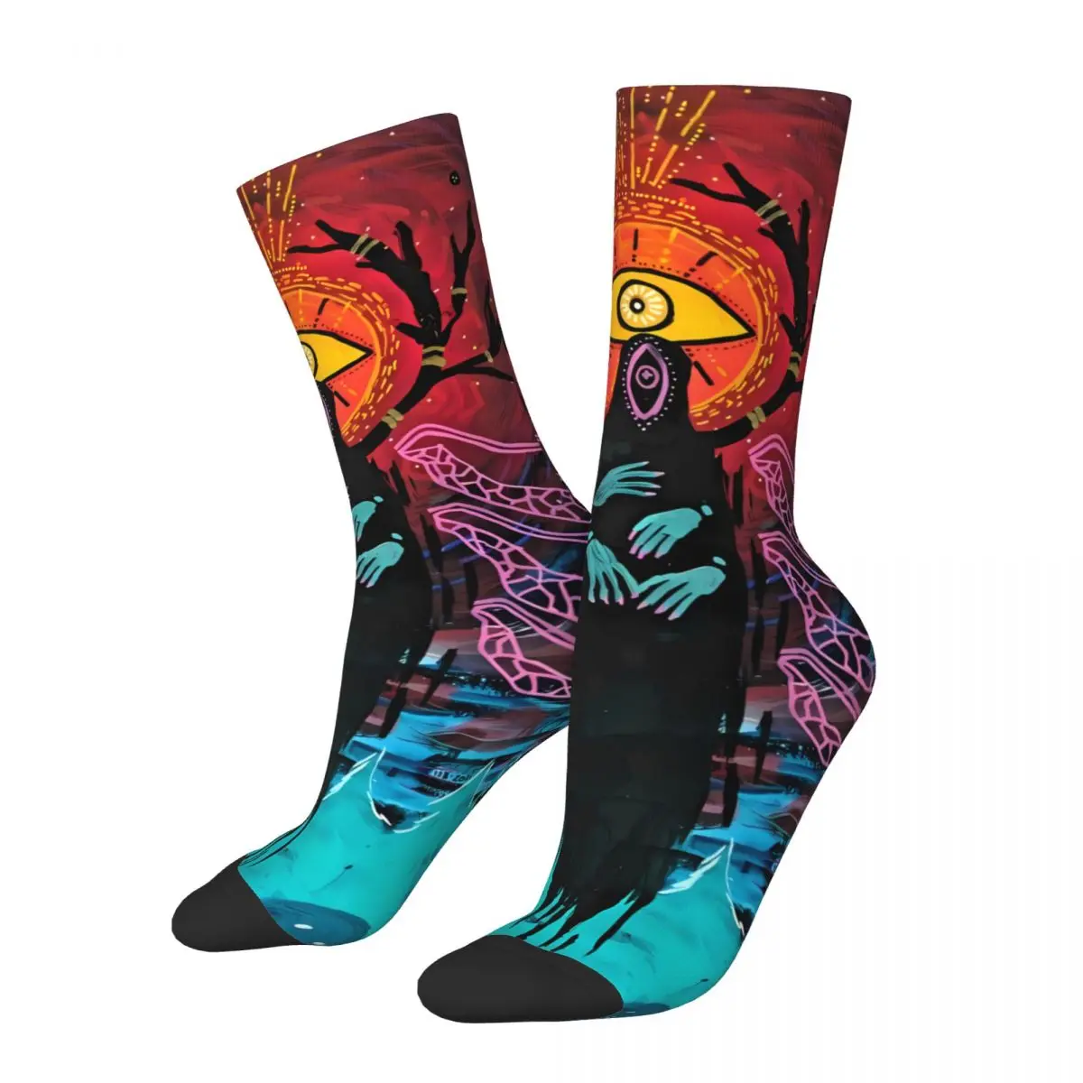 Mysterious Eye Antler Monster Sock Printed Man Polyester