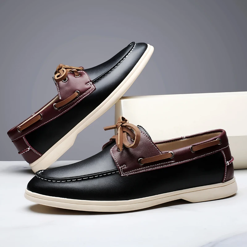 

Mens PU Leather Loafers Non Slip Walking Flats Breathable Outdoor Slip on Casual Shoes Men Fashion Moccasins Driving Sneakers