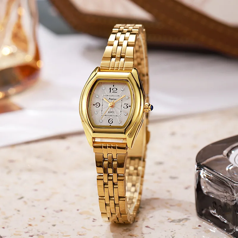 Elegant Vintage Rectangle Watches for Women Ladies Watch Fashion Ladies Steel Brand Golden Quartz Wristwatch Relogio Feminino