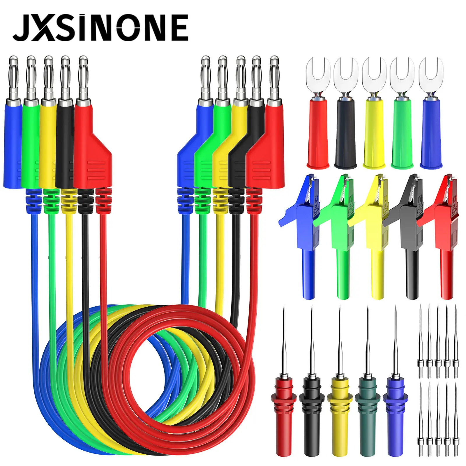 JXSINONE P1036series 4mm Kit de Test banane à banane pour multimètre avec pince crocodile type U et Kit de sonde de Test de perforation