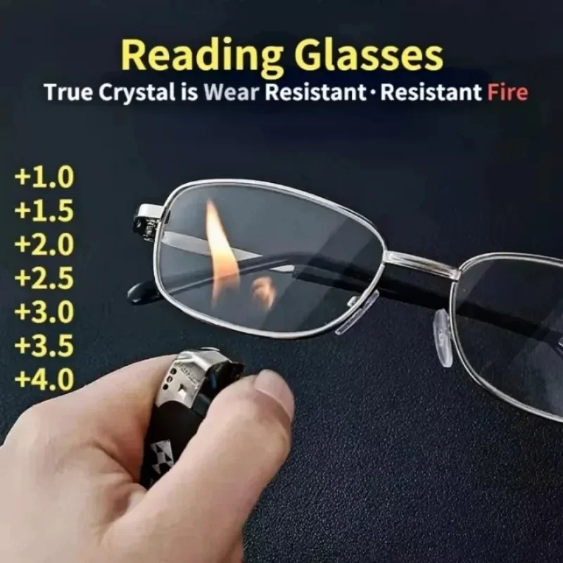 Real Glass Lens Reading Glasses Men Women Square Full Frame Presbyopic Glasses Anti-Scratch Diopter Eyewear +1.0 1.5 2.0 To+4.0