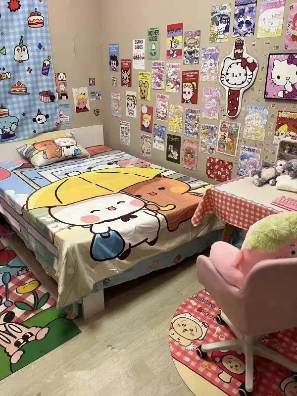 Bubu Dudu Cartoon Cute Bear Kawaii Christmas Gift King Twin Double Child Bedding Set Microfiber Or Polyester Duvet Cover Set