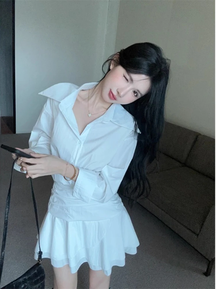 Weißer irt Dr Damen-Winterrock 2022, neuer Ele-Taillen-Cinching, schmaler A-Linien-Ortrock mit Spitzenbesatz, koreanischer Stil für den Pendelverkehr