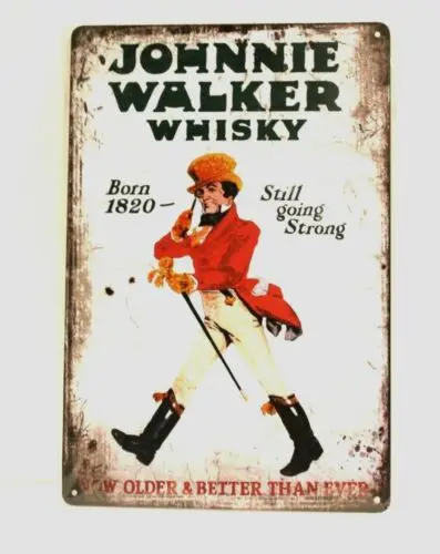 Johnnie Walker Tin Metal Sign Bar Wall Art Vintage Style Ad Whiskey Whisky XZ