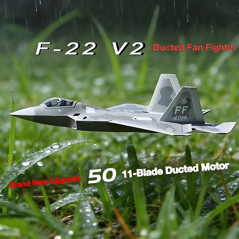 

F22 V2 Raptor Самолет с дистанционным управлением 6CH 50 мм Канальная модель истребителя, экономичный 3D трюковый самолет, модернизированный с фиксированным крылом