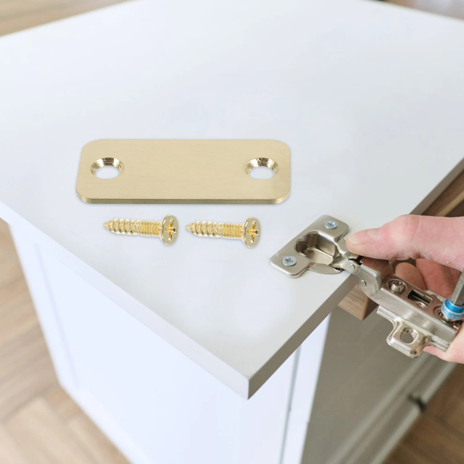 

1 Set Edge Filler Plate Durable Hole Repair Panel Easy Install For Door Handle Cover Lock Reinforcement Outdoor Indoor Use Door