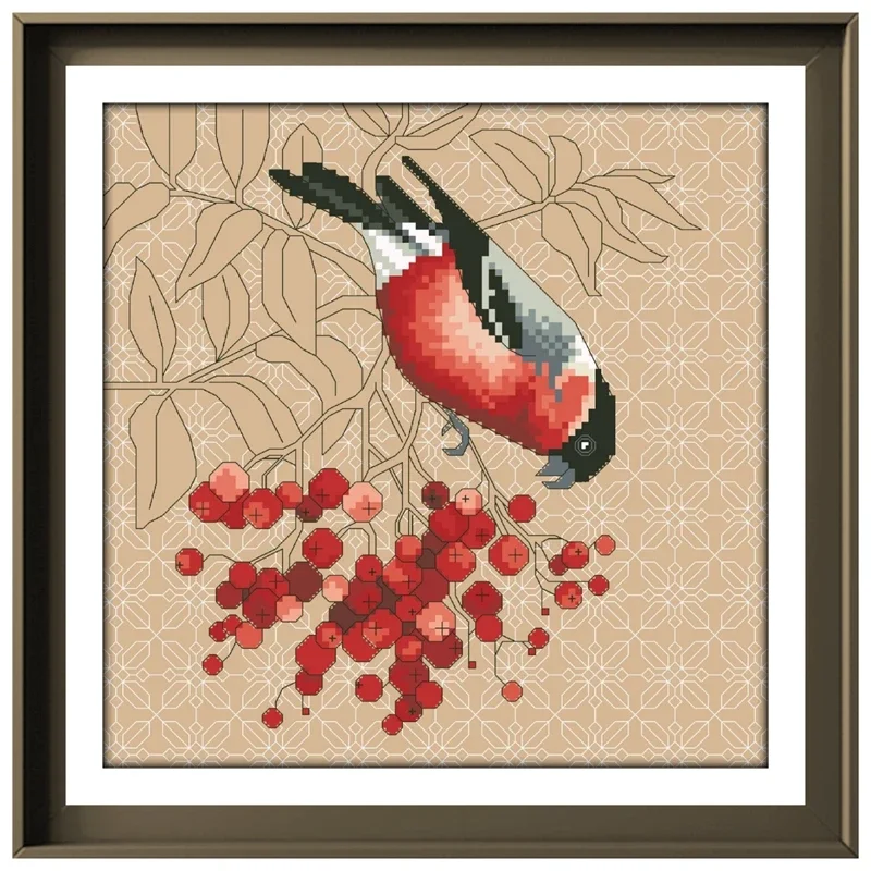 Bird and mistletoe cross stitch kit 18ct 14ct 11ct flaxen linen fabric cloth cotton thread embroidery DIY handmade