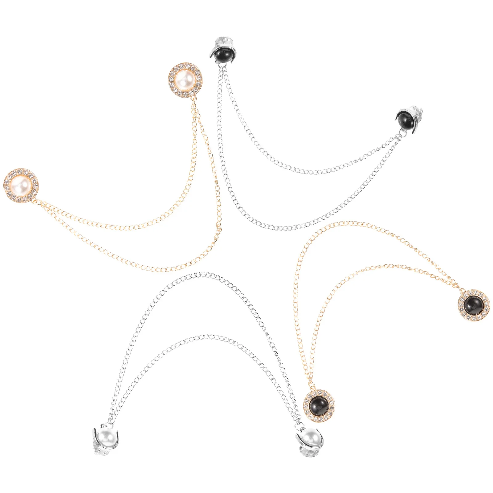 

4pcs Sweater Clips With Chain Cardigan Collar Brooches For Women Shawl Pin Dress Cinch Clasp Scarf Clip Clothing Accessories