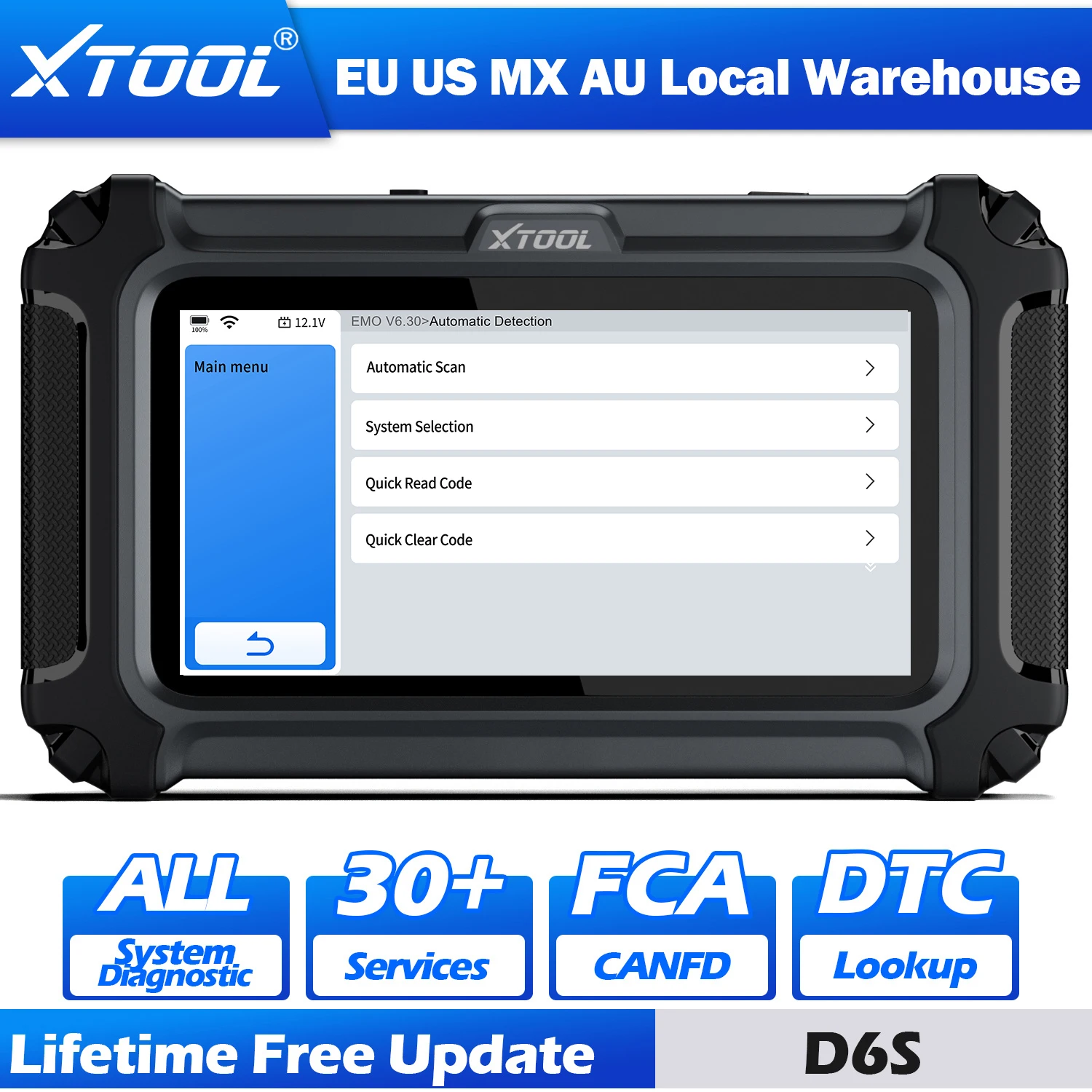 Scanner automobile XTOOL D6S 2026 – Outil de diagnostic toutes fonctions avec mise à jour gratuite à vie, CAN FD intégré, FCA et plus de 30 services, lecteur de codes