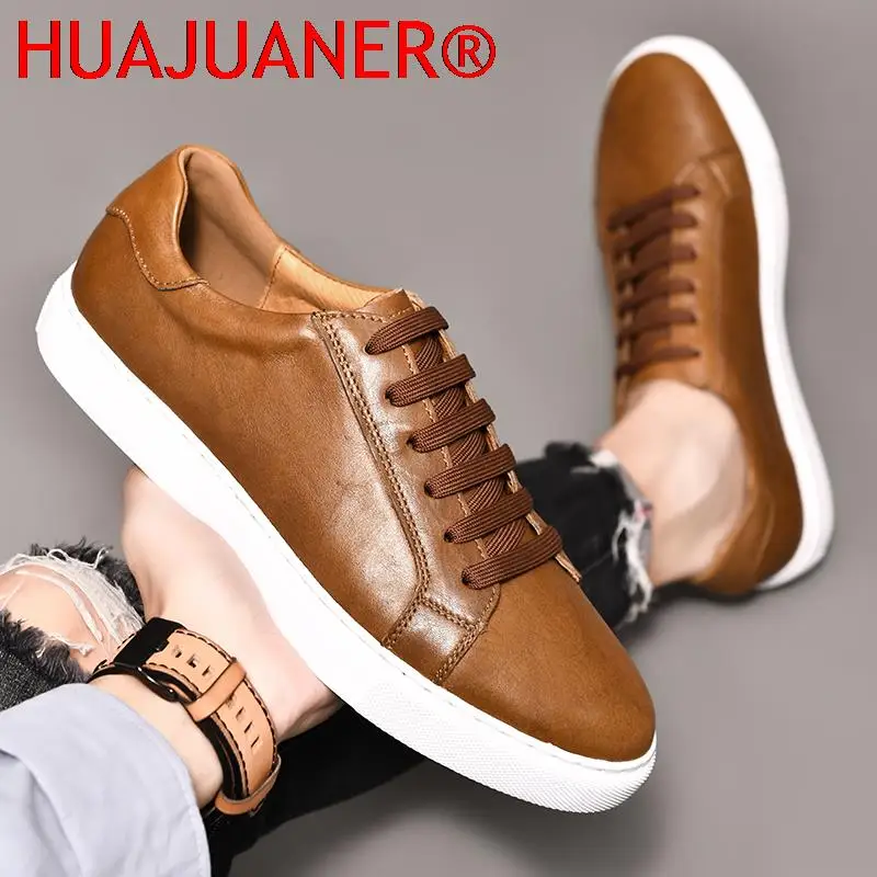 

Men Shoes Genuine Leather Casual Shoes Fashion Sneakers British style Cow Leather Men Shoes New Men Sneakers