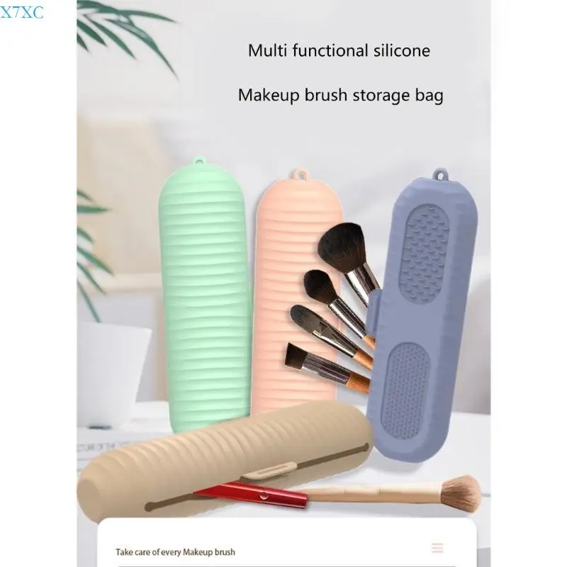 

X7XC Case Silicone Makeup Brush Holder Makeup Sponge Holder for Travel