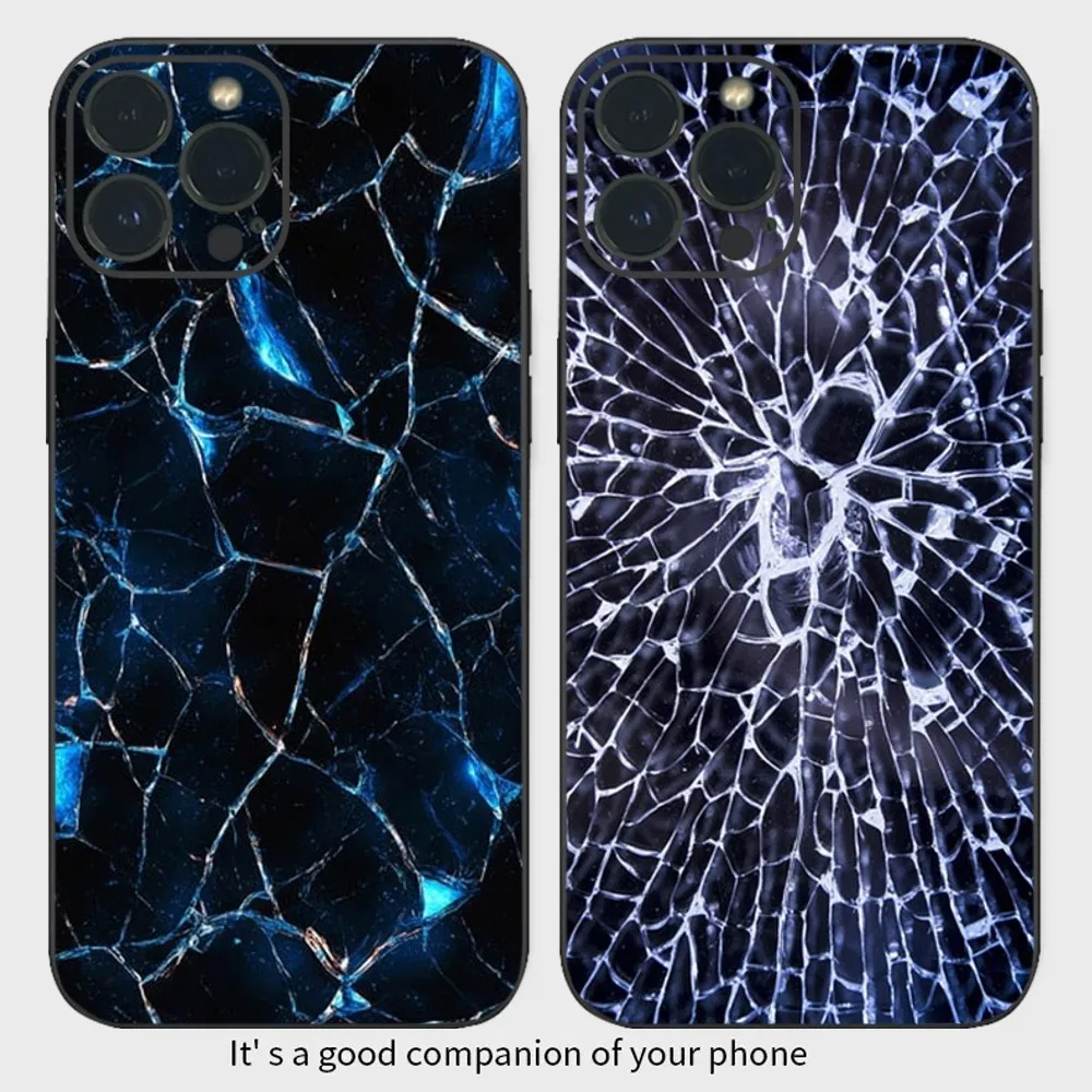 Cracked Screen Glass fracture  Phone Case  For iPhone15 14 13 12 Mini 11 Pro XS Max X XR SE5 6 7 8 Plus Soft Silicone Cover