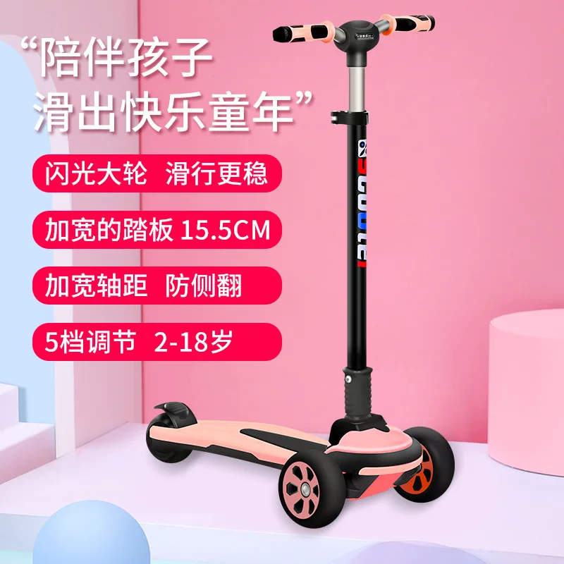 Children Scooter 3 Wheel Scooter with Flash Wheels Kick Scooter for 2-12 Year Kids Adjustable Height Foldable Children Scooter