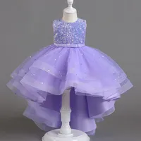 Princess Dress Children's Bright Sequin Skirt Long Tulle Dress Girls' Frock for Wedding And Important Occasions
