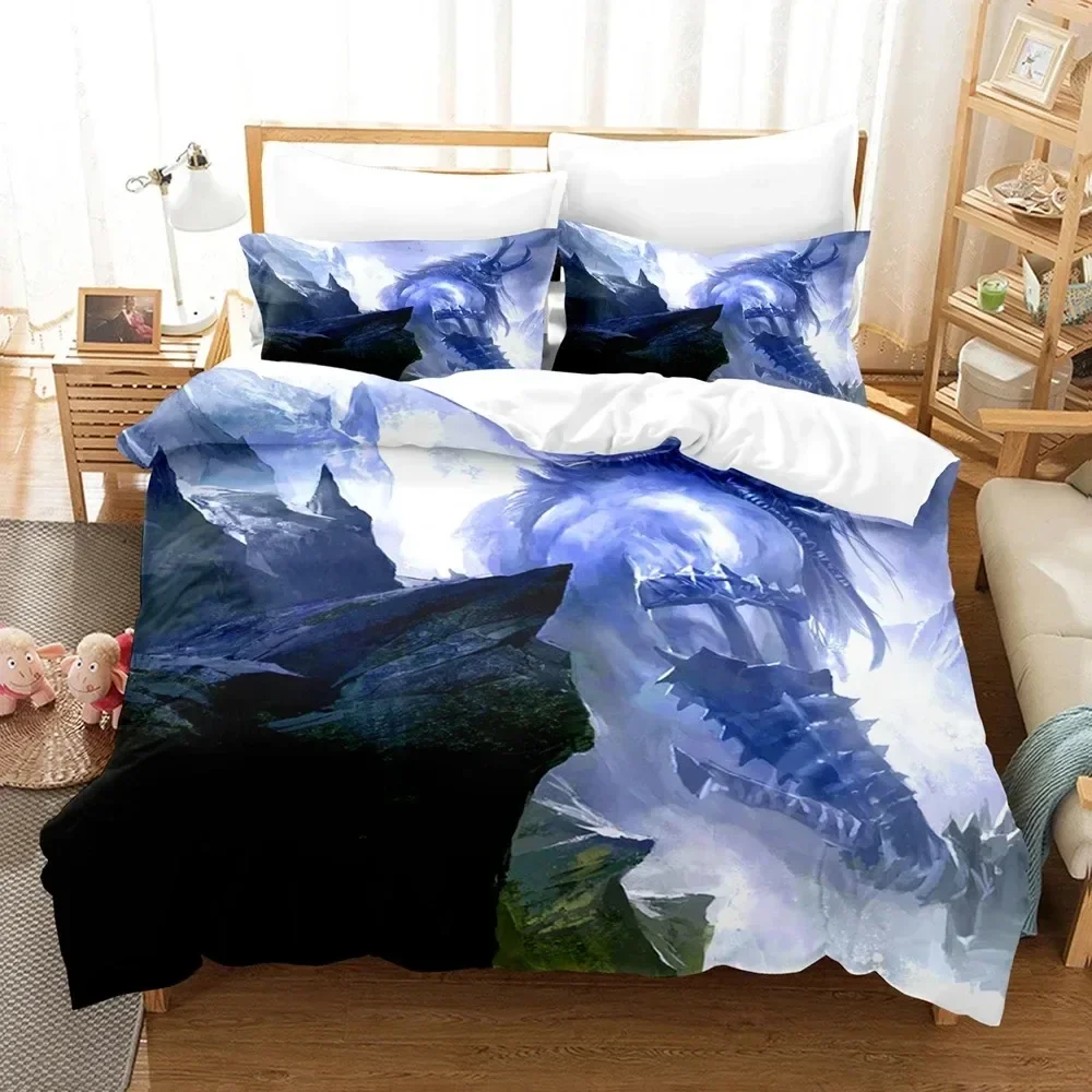 

3D Printed Fantasy witch dragon Alien world Bedding Set Down Quilt Cover with Pillowcase Double Complete Queen King Bedding
