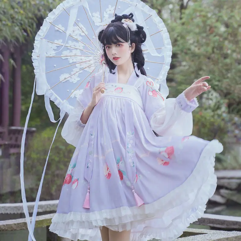 Chinese Style Litchi Ice Cream Op Long Sleeve Chinese Element Ancient Style Little Fresh Lolita Dress Harujuku Goth