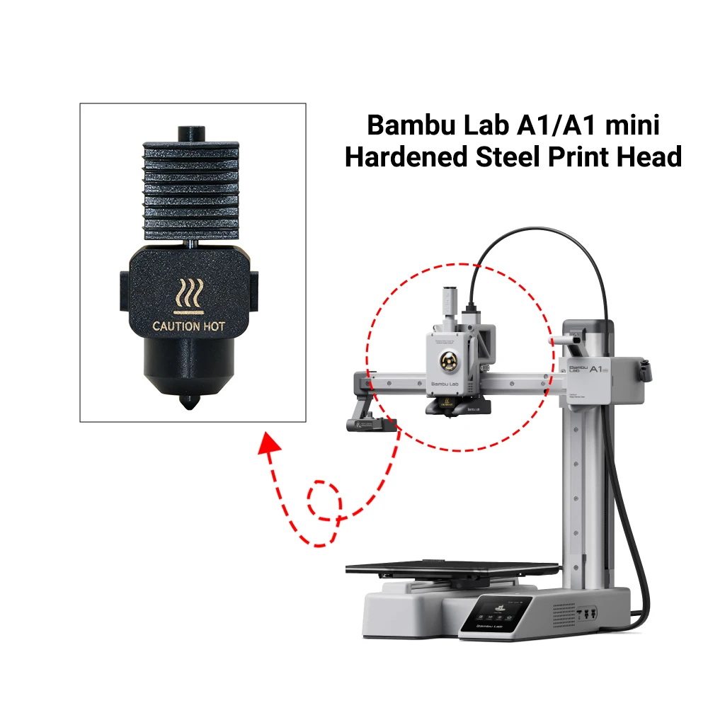 ホットエンドキット BambuLab A1/A1 ミニ高速ホットエンドアセンブリ 0.2/0.4/0.6/0.8 ミリメートル硬化鋼ノズル 3D プリンタ部品