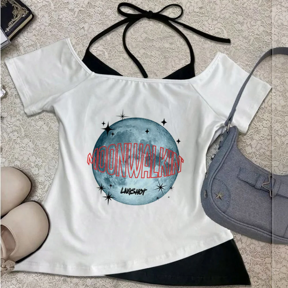 Lngshot crop top teen vintage cheap cute gothic tshirt cheap emo party 2000s clearance sales