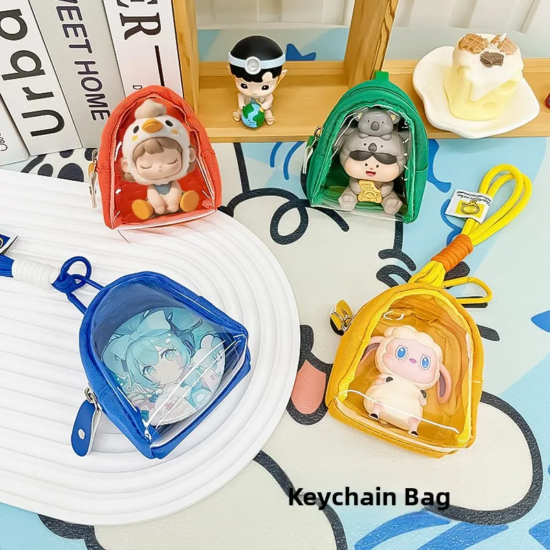  Transparent Canvas Coin Purse Cute Earphone Storage Bag New Bajie Hanging Bag for Men And Women Functional Small Wallet