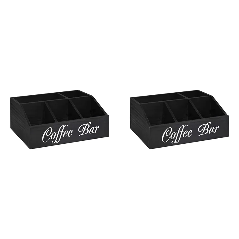 

ABMH-2X Coffee Station Counter Organizer Countertop Wooden Basket Holder Wood Coffee Pods Holder Storage Basket For Offices