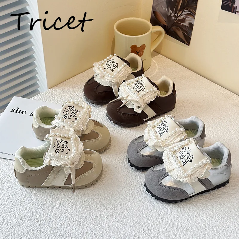 

Fashion PU Girl's Casual Shoes Princess Lace Hook Loop Sneakers For Child Kids Anti Slip Soft Toddler Children Sport Shoes