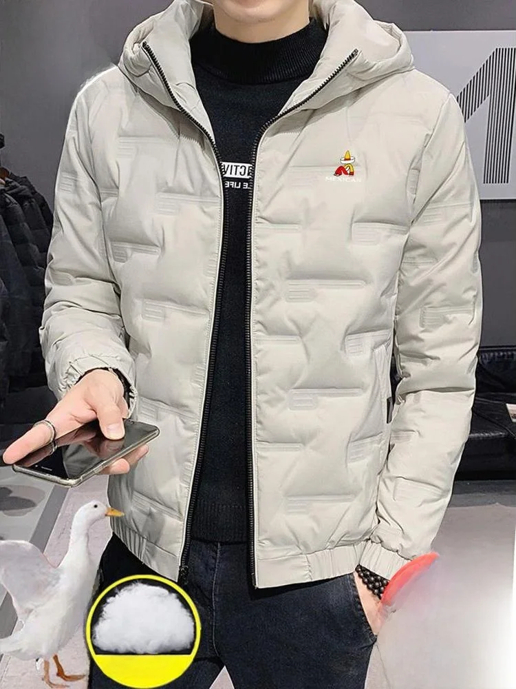 

Мужской повседневный пуховик Jaet 2025, новое зимнее хлопковое пуховое пальто, универсальное свободное пальто с капюшоном из полиэфирного волокна, длинное длинное S...