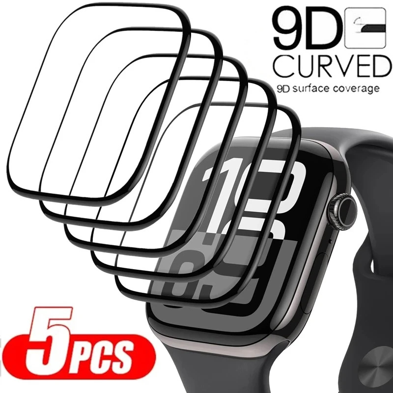 5PCS Screen Protector For Apple Watch Ultra 2 1 49MM 6 5 4 SE 40MM 44MM 7 8 9 41MM 45MM iWatch S10 42MM 46MM Tempered Glass Film