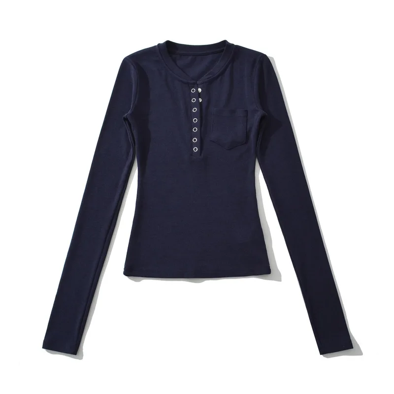 First one: BT956 25 winter new single breasted small pocket shirt top american minimalist style slimming casual daily