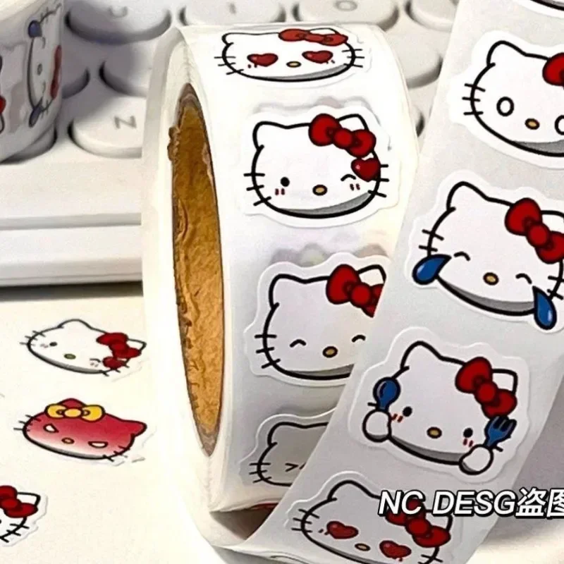 

Sanrio Hello Kitty Roll Stickers Cute Cartoon Anime KT Cat Sealing Sticker Charm Fashion Child Room Decoration Holiday Gifts