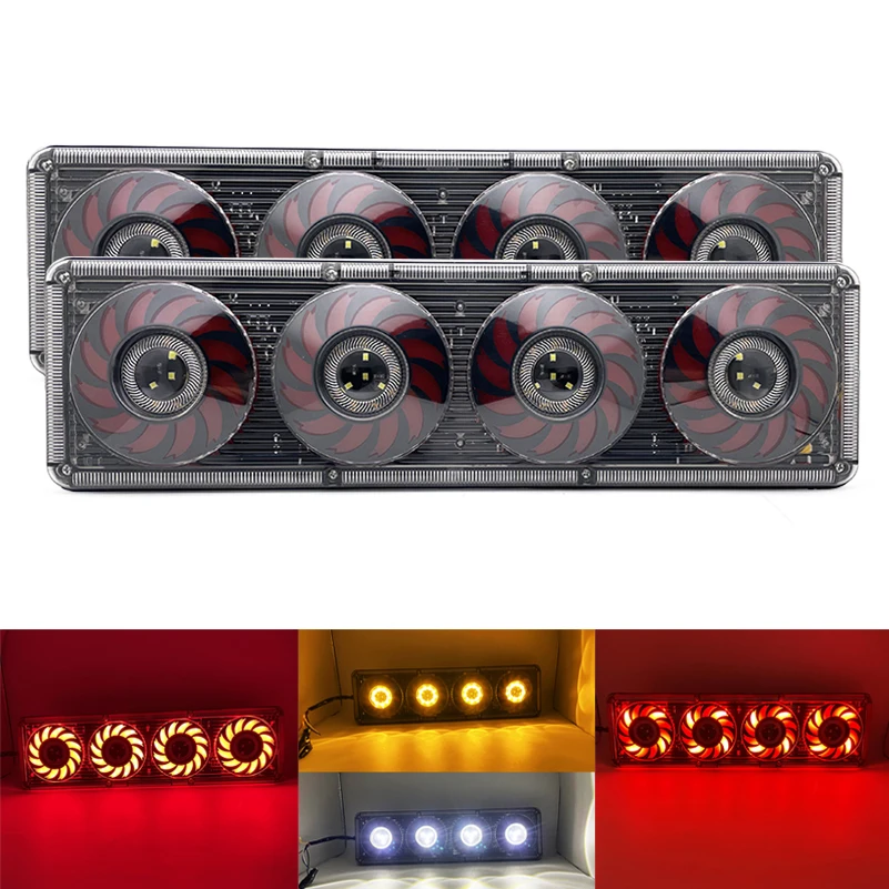 2 PCS Rear Tail Light Large Dump Truck Modified Universal Led Flowing High Brightness Waterproof Brake Running Light Assembly