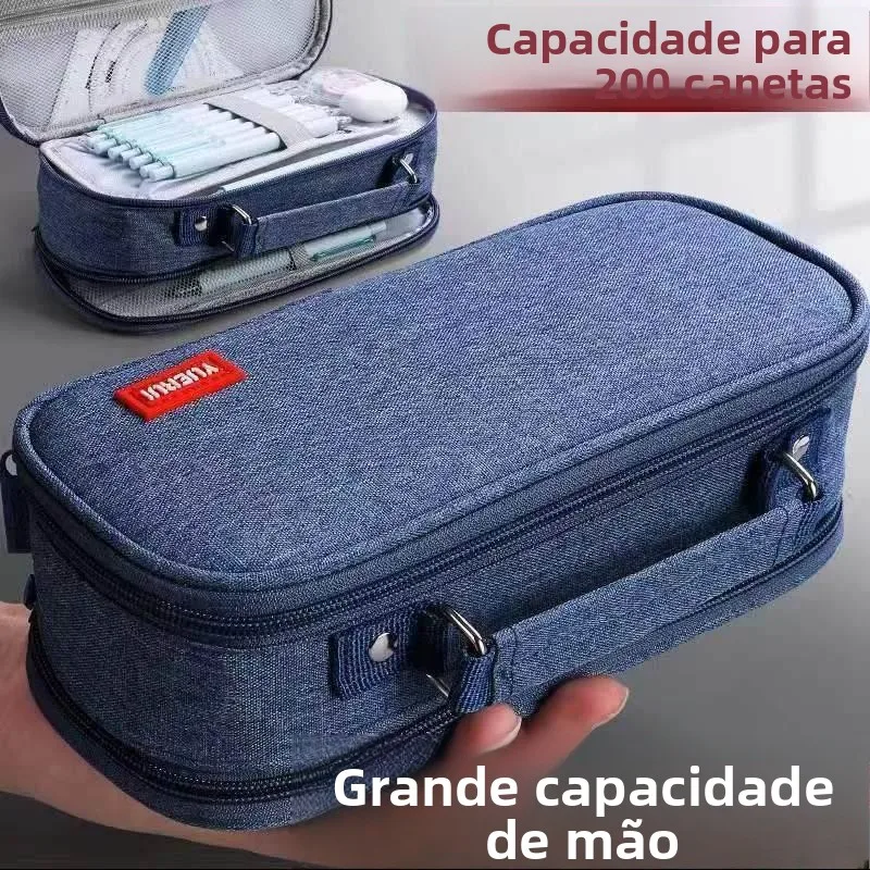 large-capacity-multi-layer-canvas-pen-bag-portable-double-layer-simple-durable-pencil-case-for-high-school-and-middle-school