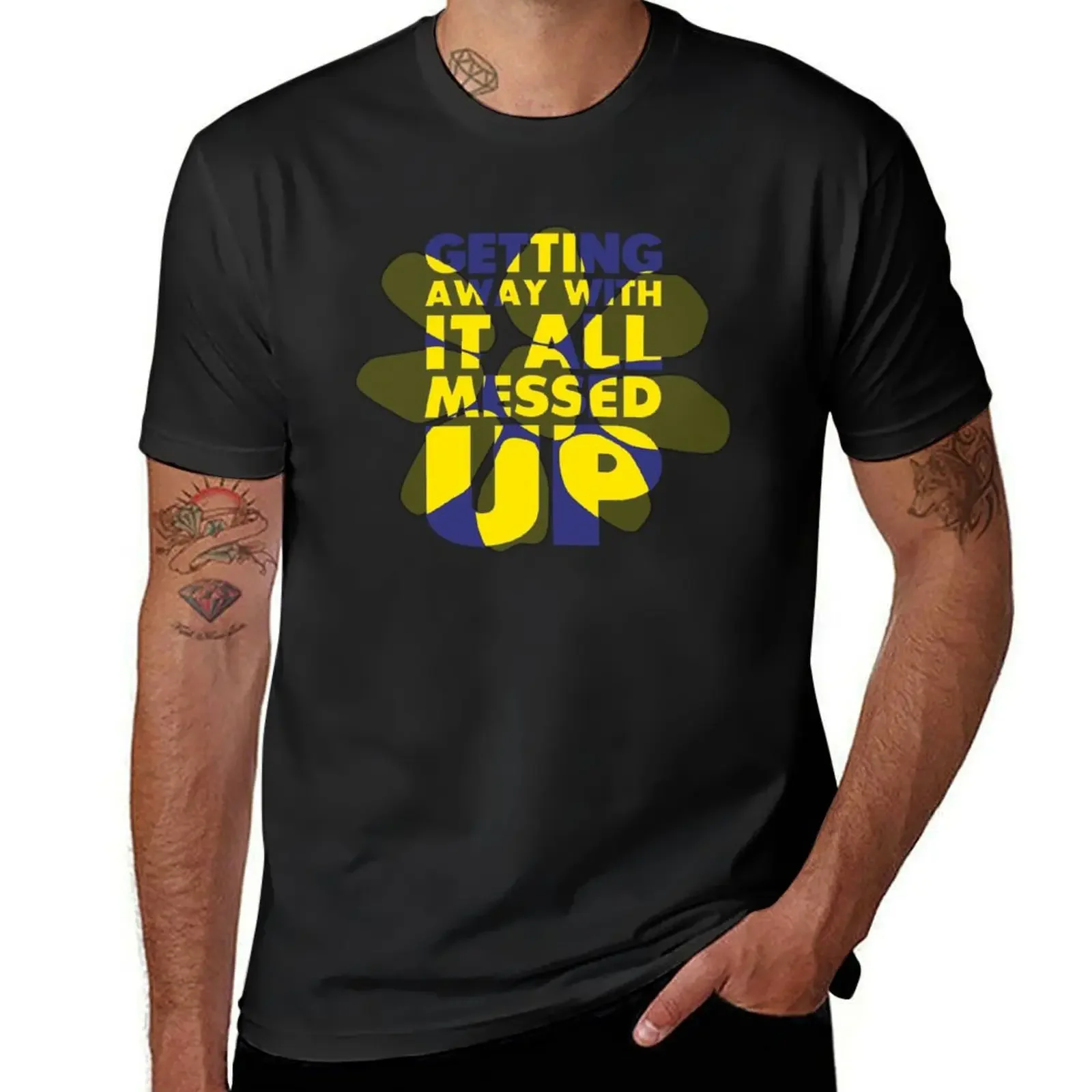 Getting away with it - Blue Yellow T-Shirt heavyweights boys animal print hippie clothes blacks black t-shirts for men