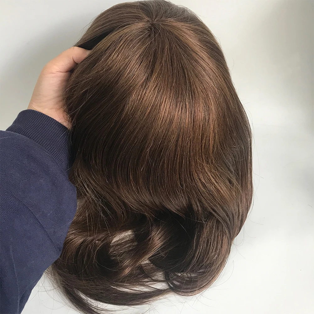 Full PU Remy Topper Human Hair 7x9 Inches Thin Skin Human Hair Toupee for Women
