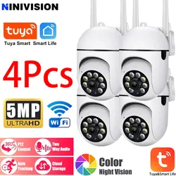 Tuya 5MP Wifi Camera Indoor 360 PTZ Pet Baby Monitor IR Night Vision Ai Detect P2P Surveillance IP Cameras With Tuya Smart Life